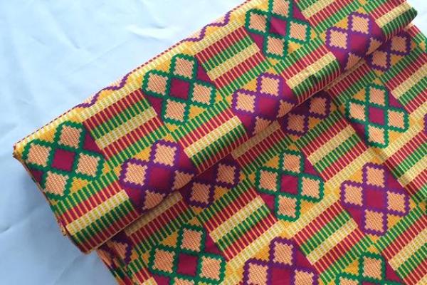 PURPLE GREEN CROSS Afrikanischer-Kente-Stoff